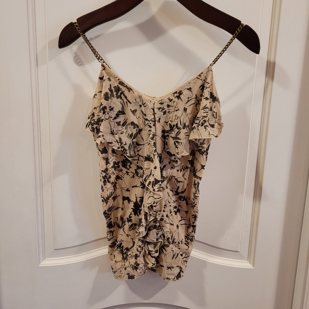 Express Chain Strap Ruffled Front Tank- Size XS
